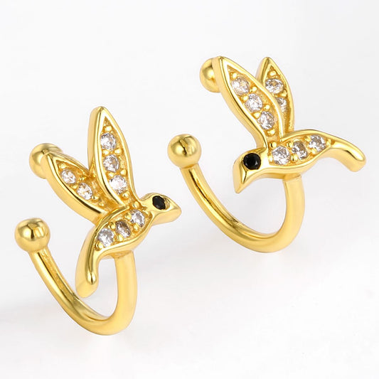 Pozlátené Zliatinové Náušnice s Bielym Emporia® Krištáľom a Čiernym Emporia® Krištáľom