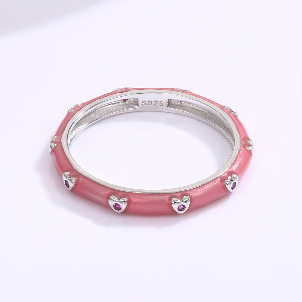 Pozlátený Zliatinový Prsteň s Bielym Emporia® Krištáľom a so Smaltom