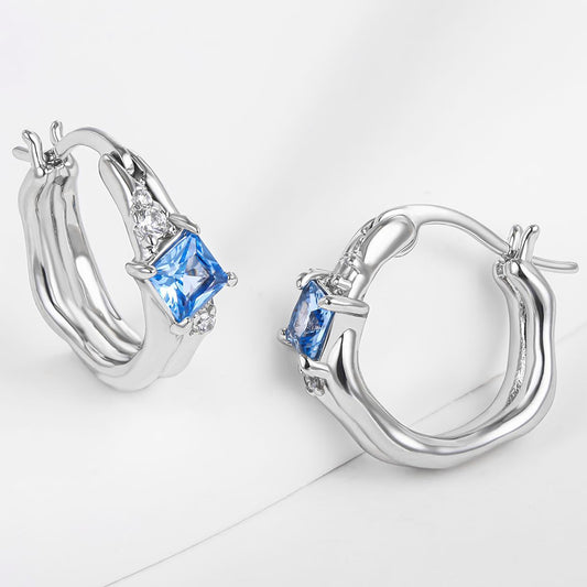 Pozlátené Zliatinové Náušnice s Modrým Emporia® Krištáľom