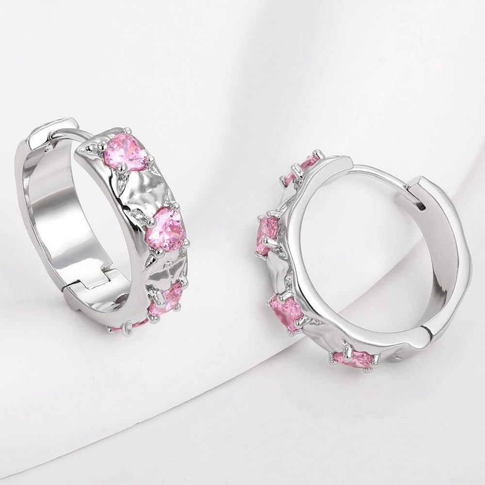 Pozlátené Zliatinové Náušnice s Bielym Emporia® Krištáľom a Ružovým Emporia® Krištáľom