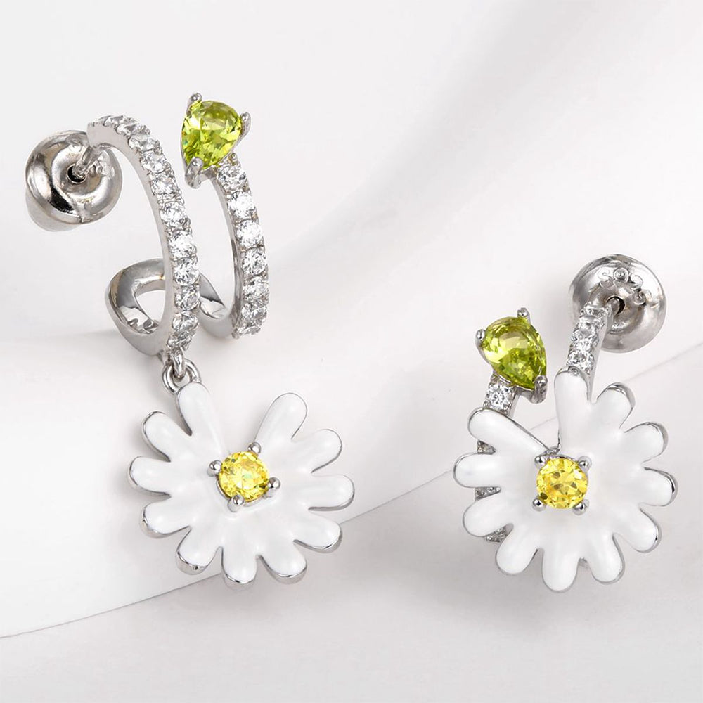 Pozlátené Zliatinové Náušnice s Bielym Emporia® Krištáľom a so Žltým Emporia® Krištáľom