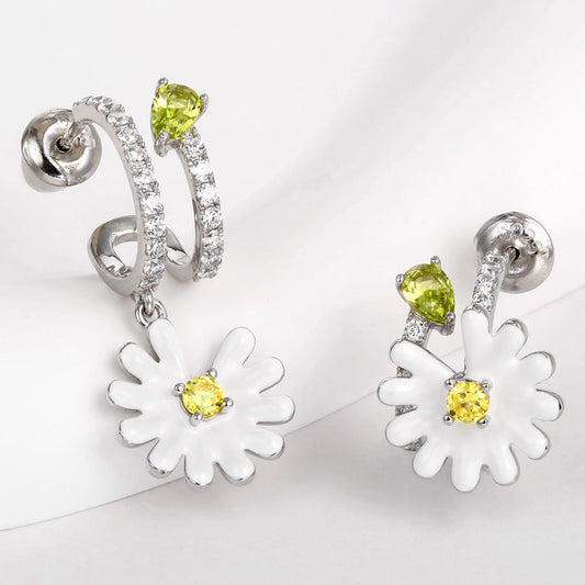 Pozlátené Zliatinové Náušnice s Bielym Emporia® Krištáľom a so Žltým Emporia® Krištáľom