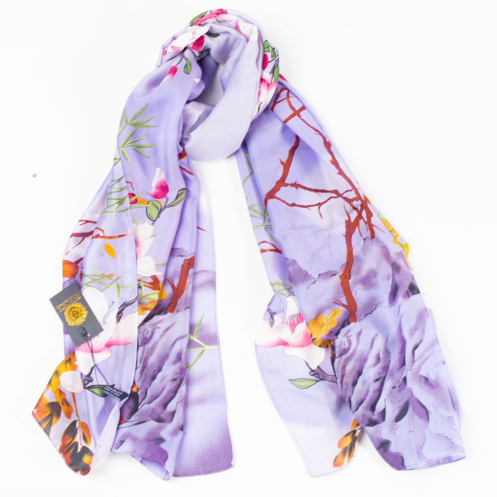 Rajská hojnosť, šatka, 85 x 180 cm, Lila, 100% vegánske hodvábie