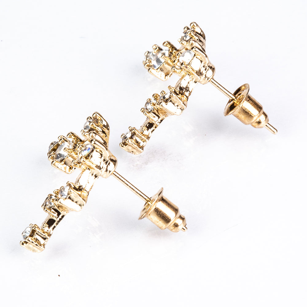 Vodnár Pozlátené Zliatinové Náušnice s Bielym Emporia® Krištáľom