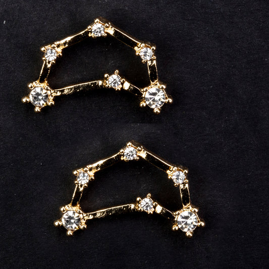 Kozorožec Pozlátené Zliatinové Náušnice s Bielym Emporia® Krištáľom