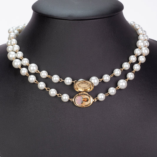Pozlátený Zliatinový Náhrdelník s Sklenená perla