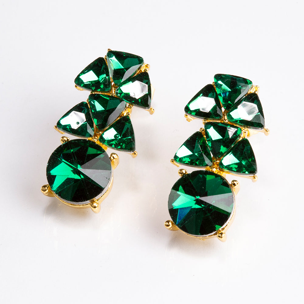 Pozlátené Zliatinové Sada s so Zeleným Emporia® Krištáľom ( Náhrdelník+Náušnice )