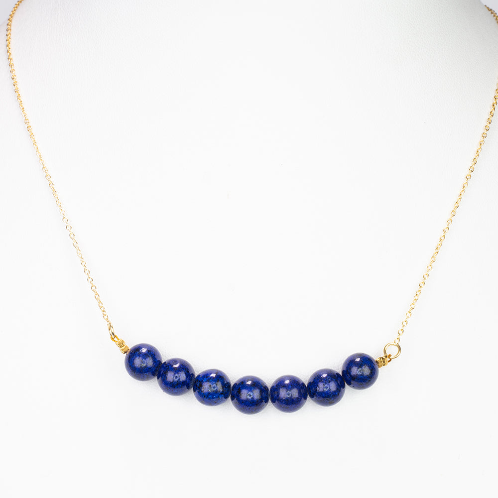 Pozlátený Strieborný Náhrdelník s Lapisom Lazuli