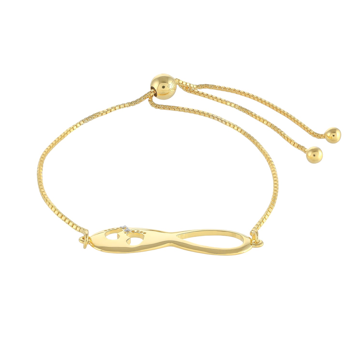 Pozlátený Strieborný Náramok s Bielym Diamantom