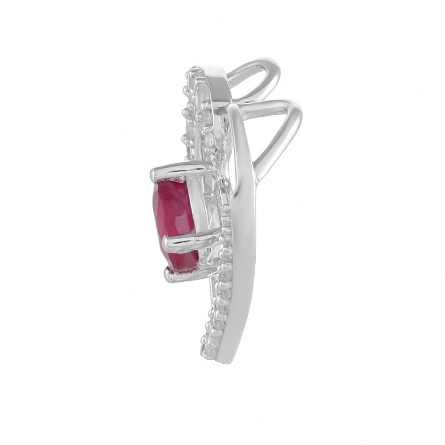 Strieborný Prívesok s Thajským Rubínom a Bielym Topásom