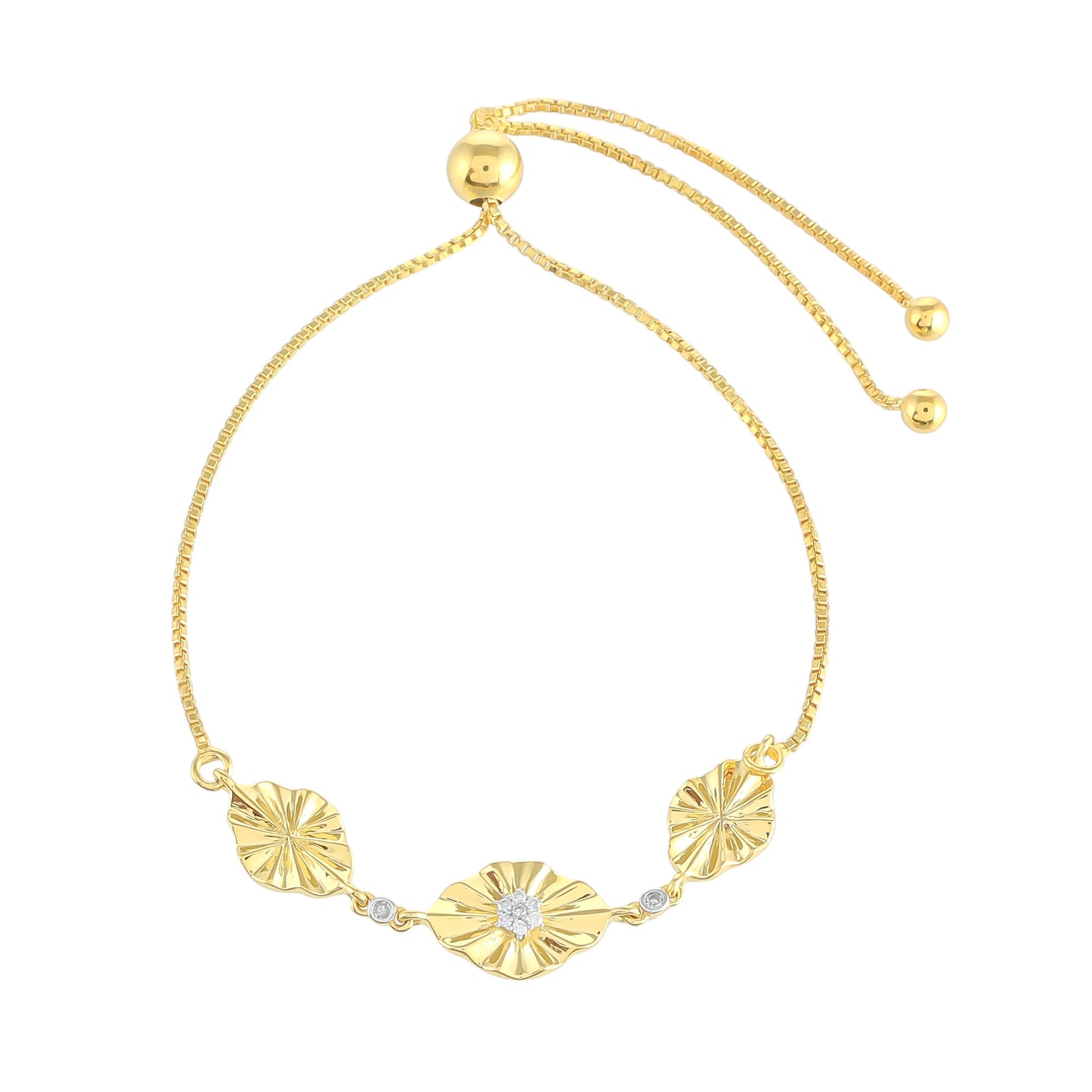 Pozlátený Strieborný Náramok s Bielym Diamantom