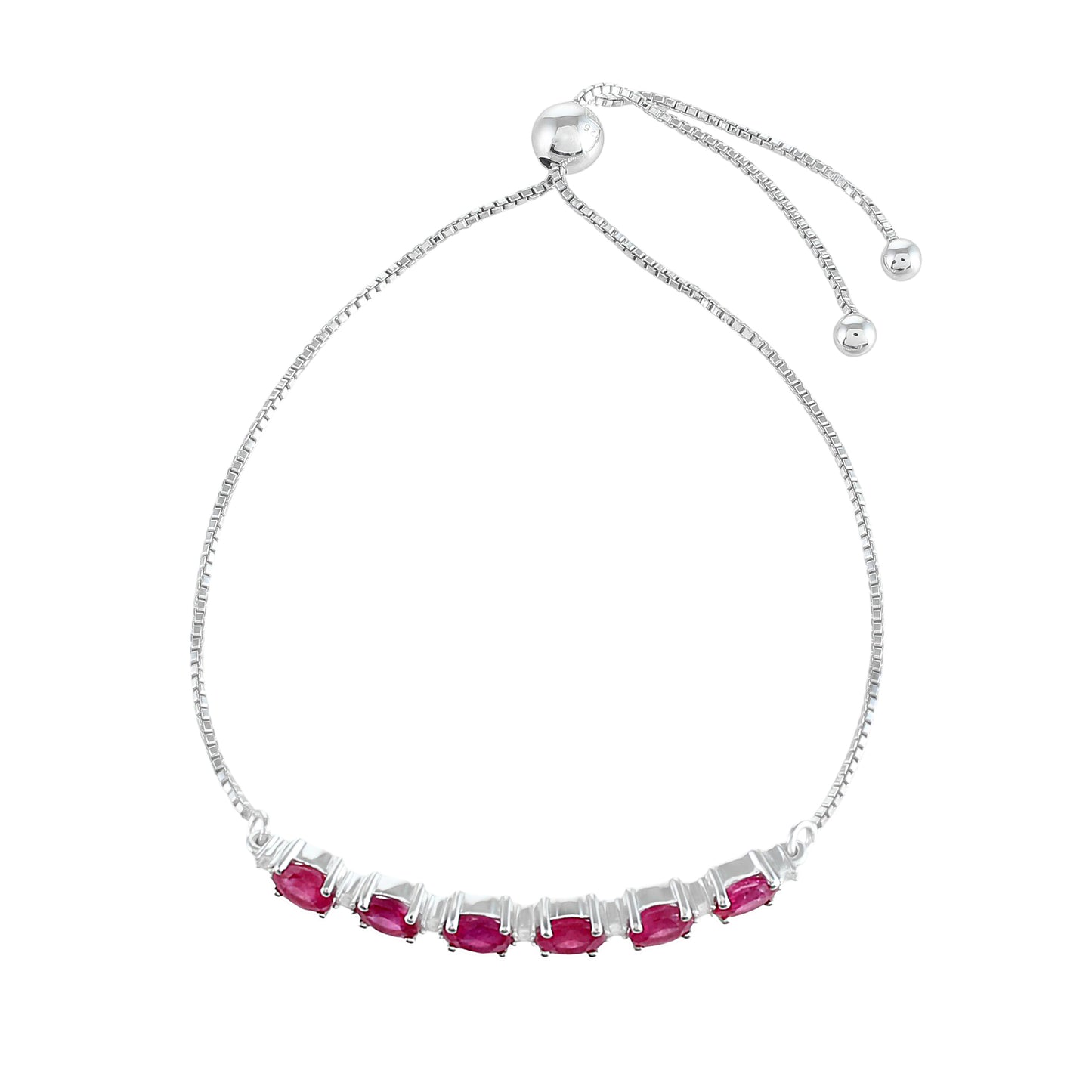 Strieborný Náramok s Thajským Rubínom a Bielym Topásom