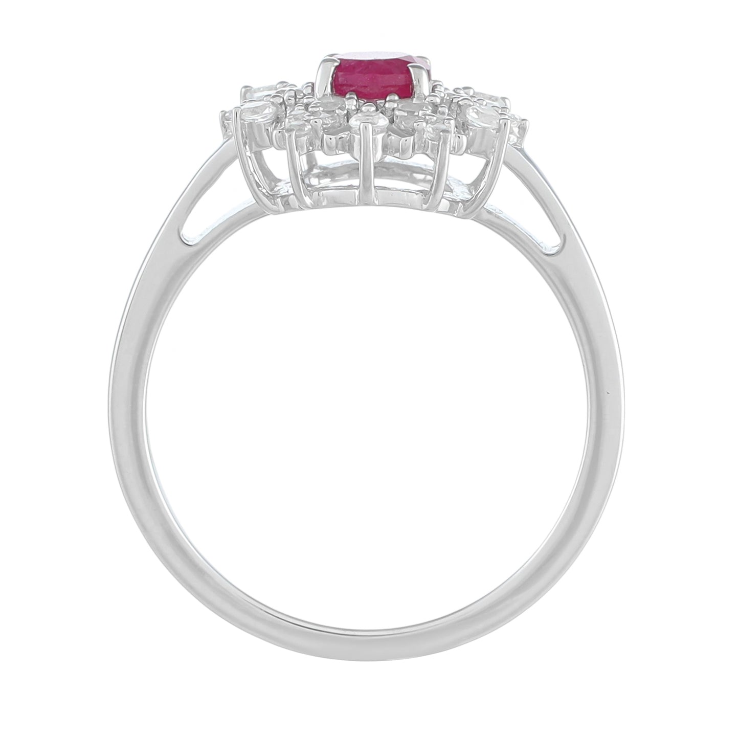 Strieborný Prsteň s Thajským Rubínom a Bielym Topásom
