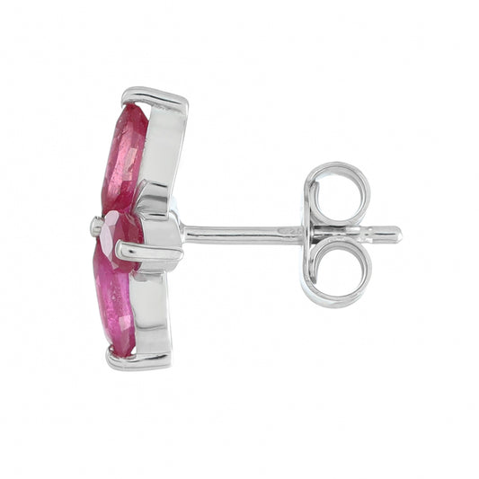 Strieborné Náušnice s Thajským Rubínom
