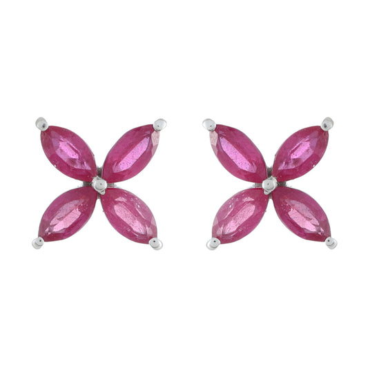 Strieborné Náušnice s Thajským Rubínom