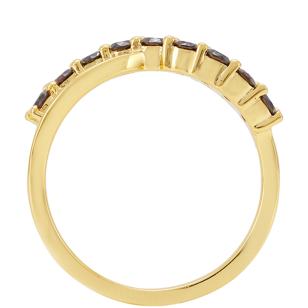 Pozlátený Strieborný Prsteň s Červeným Diamantom