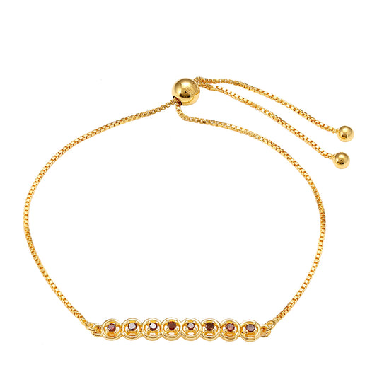 Pozlátený Strieborný Náramok s Červeným Diamantom