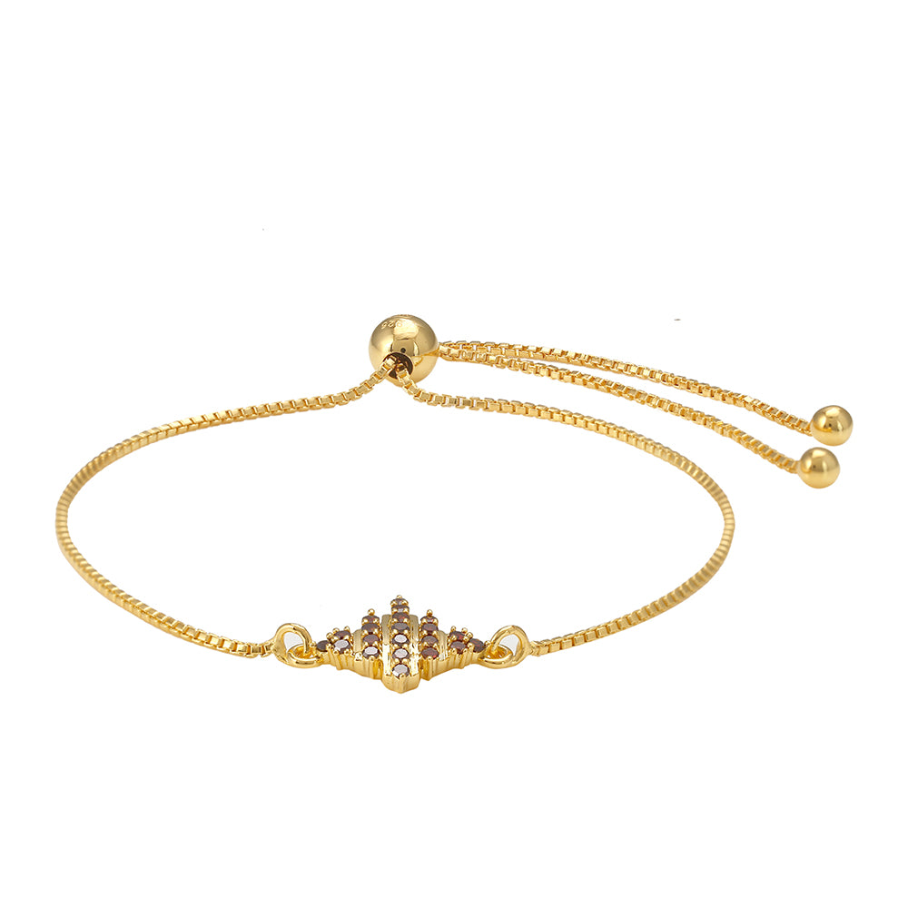 Pozlátený Strieborný Náramok s Červeným Diamantom