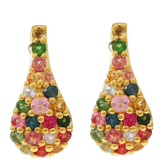 Pozlátené Strieborné Náušnice s Dúhovým Turmalínom z Pelmadulla