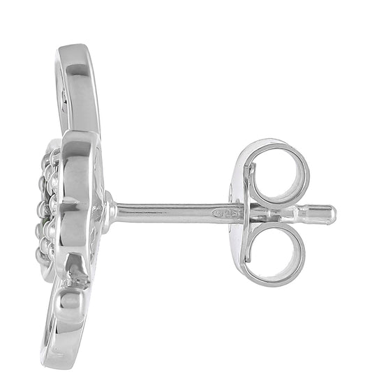 Strieborné Náušnice s Chrom Diopsidom