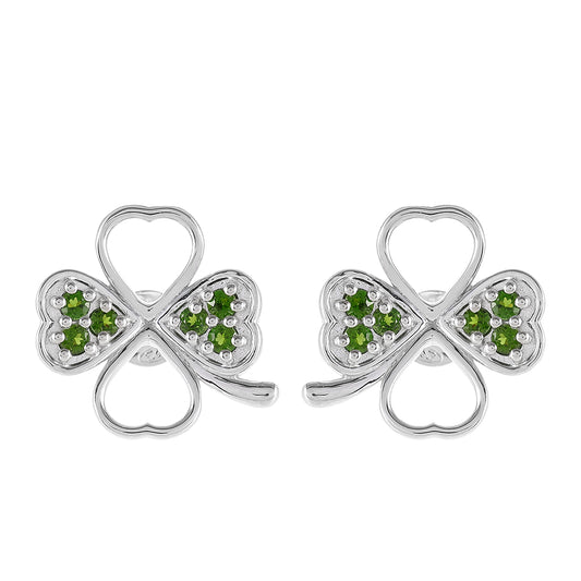 Strieborné Náušnice s Chrom Diopsidom