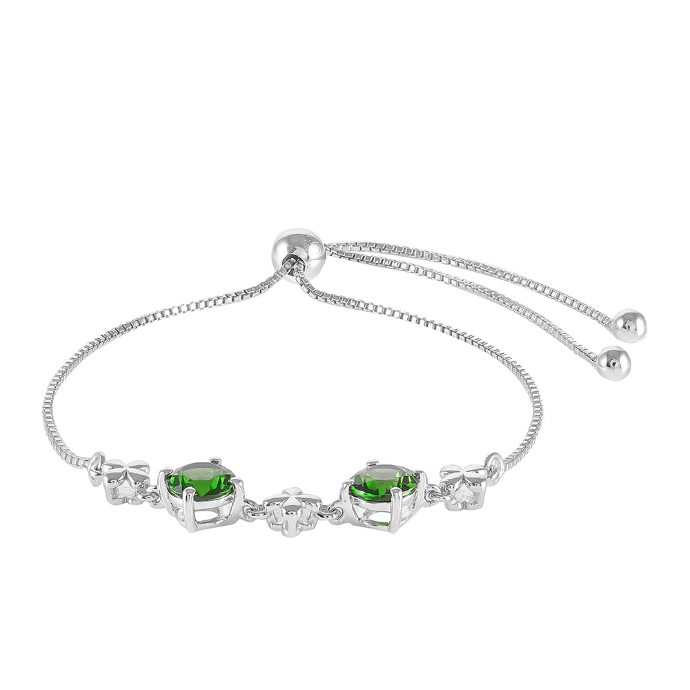 Strieborný Náramok s Chrom Diopsidom