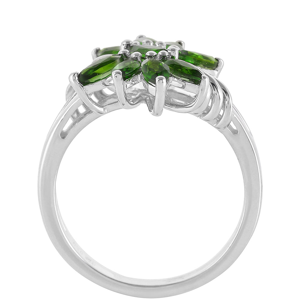 Strieborný Prsteň s Chrom Diopsidom