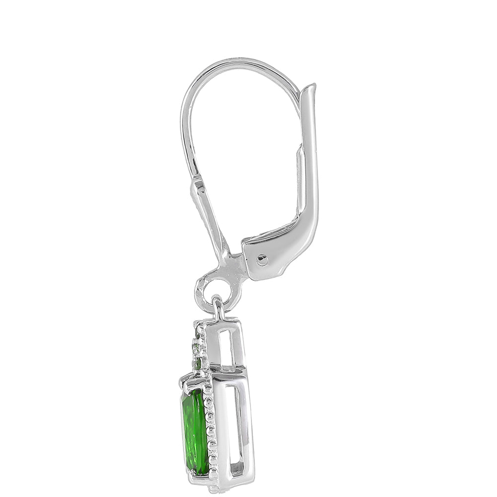 Strieborné Náušnice s Chrom Diopsidom