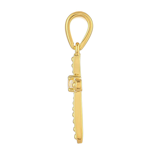 Kríž Pozlátený Strieborný Prívesok s Dúhovým Mesačným Kameňom