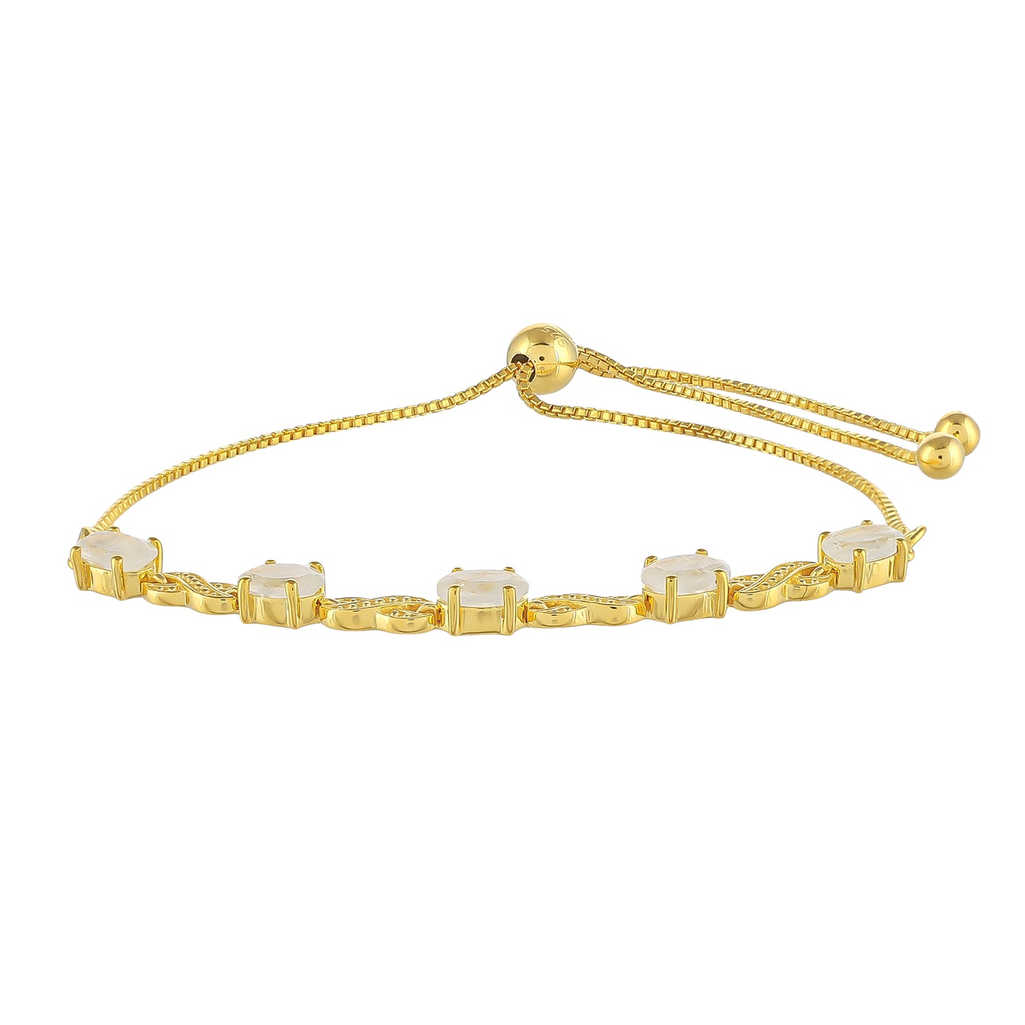 Pozlátený Strieborný Náramok s Dúhovým Mesačným Kameňom