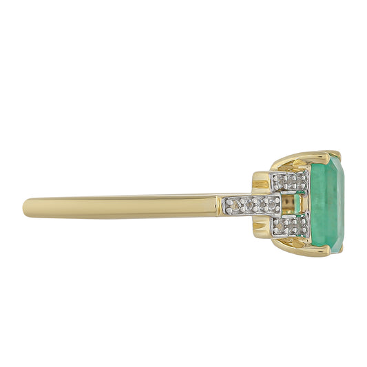 Zlatý Prsteň s Brazílskym Smaragdom a Bielym Topásom