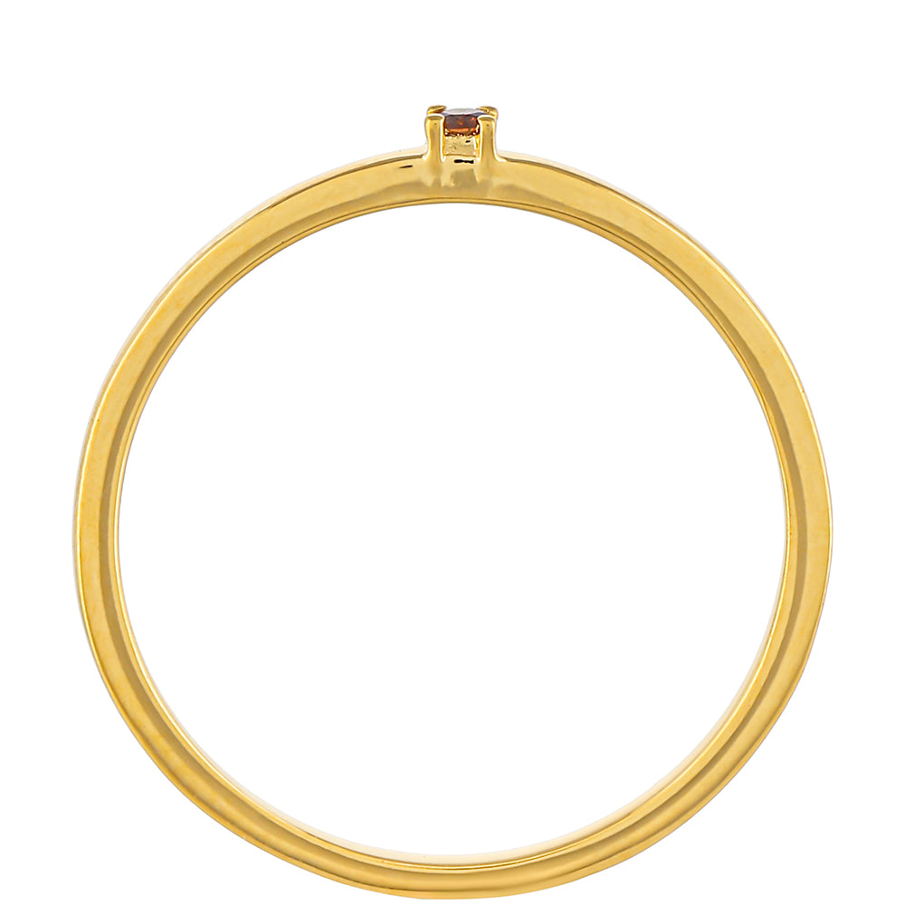 Pozlátený Strieborný Prsteň s Červeným Diamantom