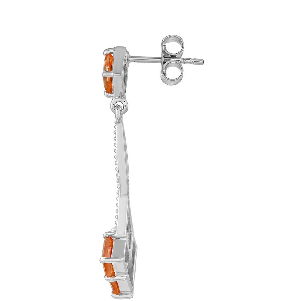 Strieborné Náušnice s Padparadscha Kremeňom