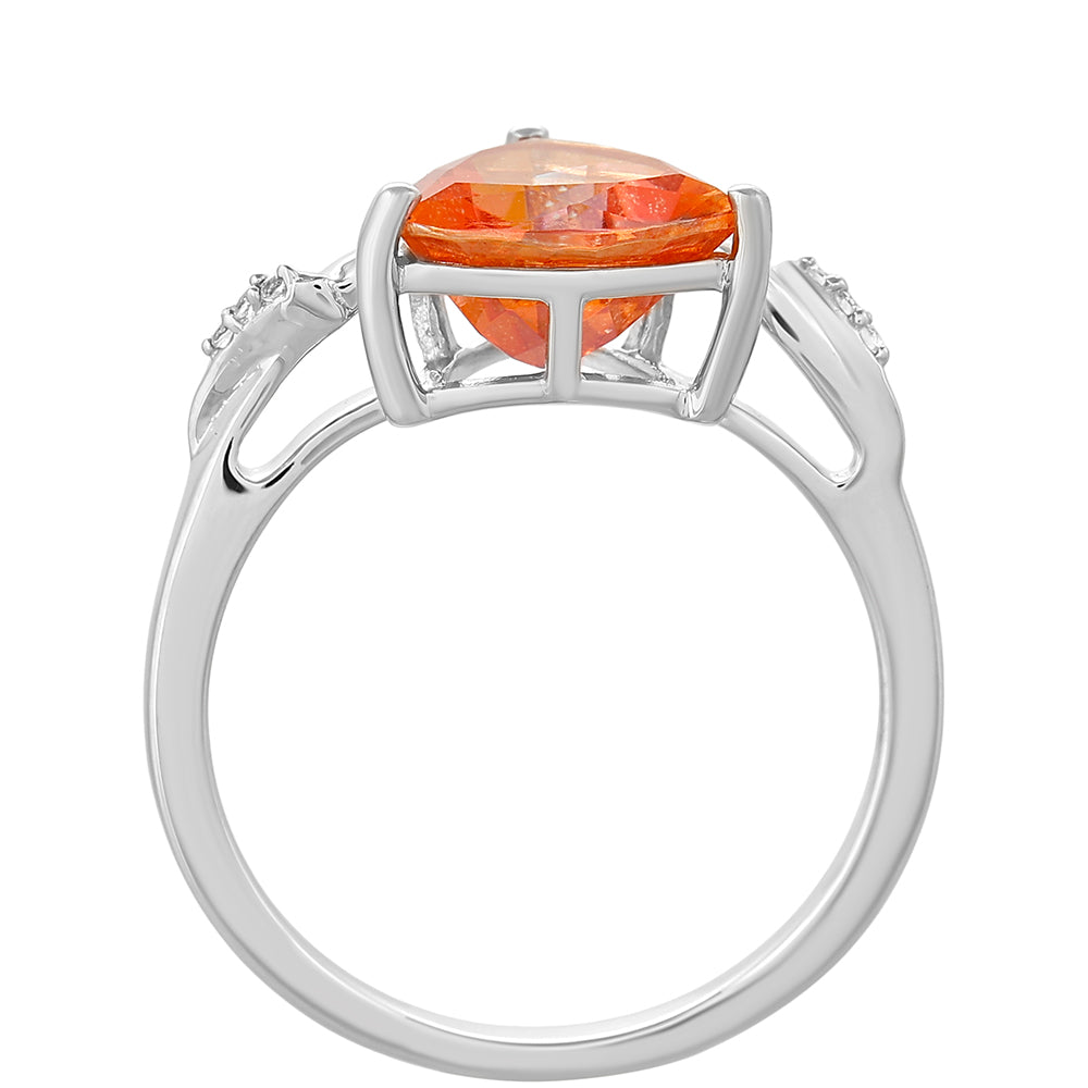 Strieborný Prsteň s Padparadscha Kremeňom a Bielym Topásom