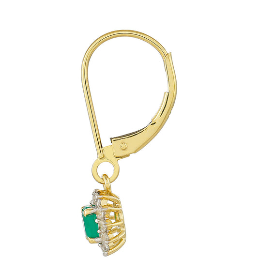 Zlaté Náušnice s Brazílskym Smaragdom a Prírodným Zirkonom