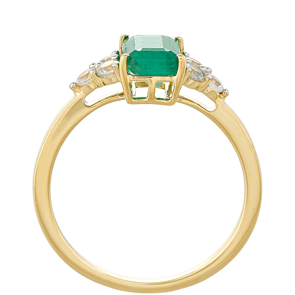 Zlatý Prsteň s Brazílskym Smaragdom a Prírodným Zirkonom