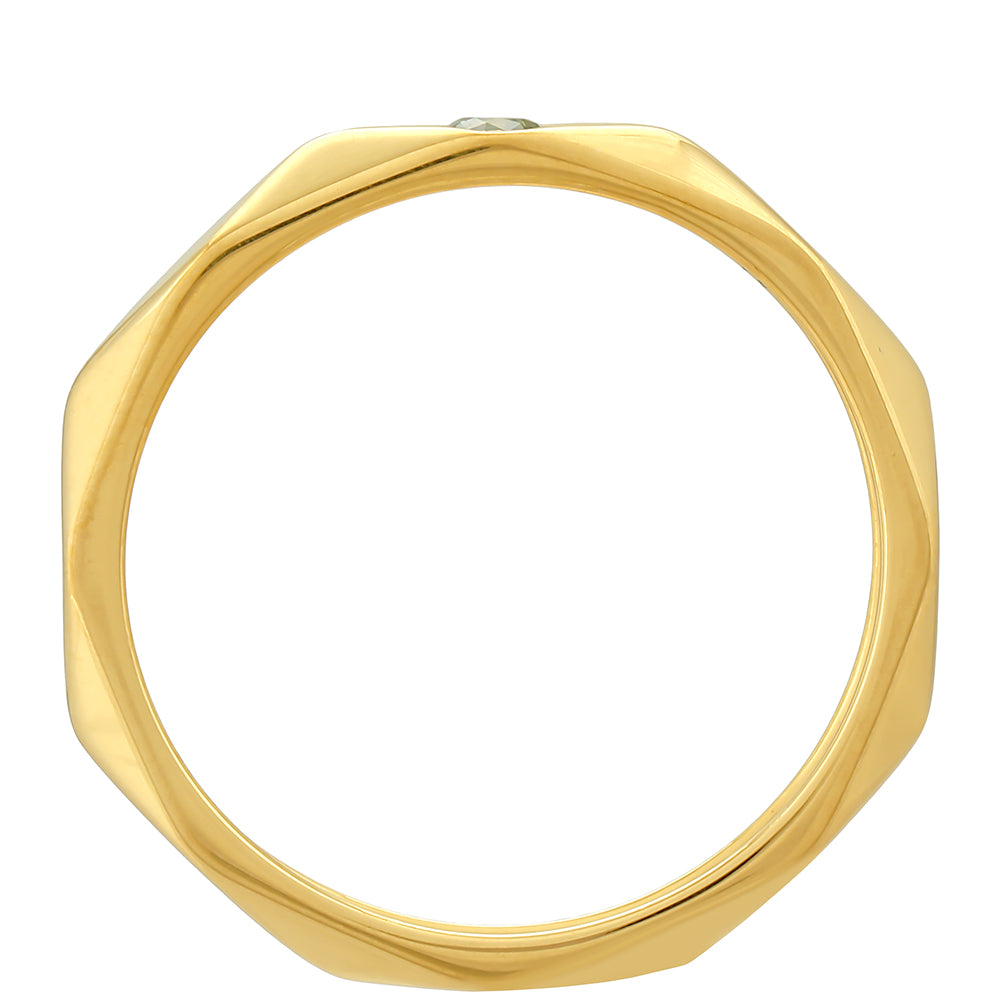 Pozlátený Strieborný Prsteň s so Zeleným Diamantom