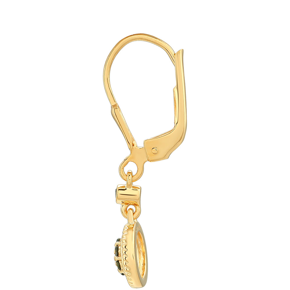 Pozlátené Strieborné Náušnice s so Zeleným Diamantom