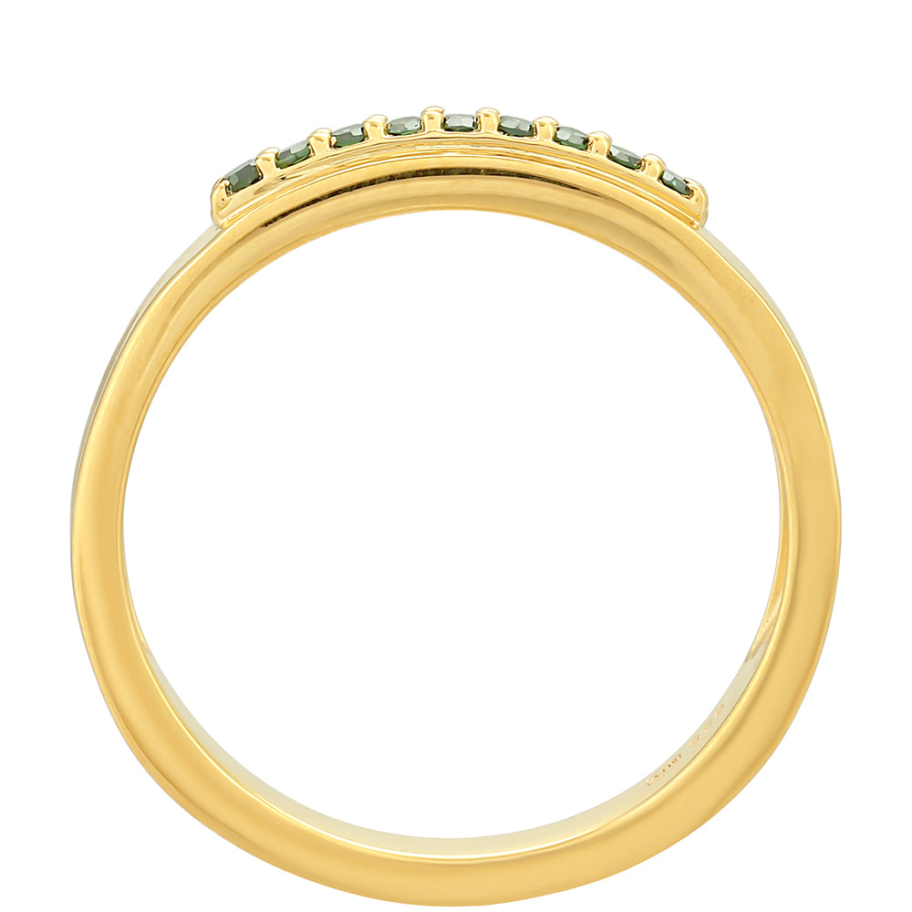 Pozlátený Strieborný Prsteň s so Zeleným Diamantom
