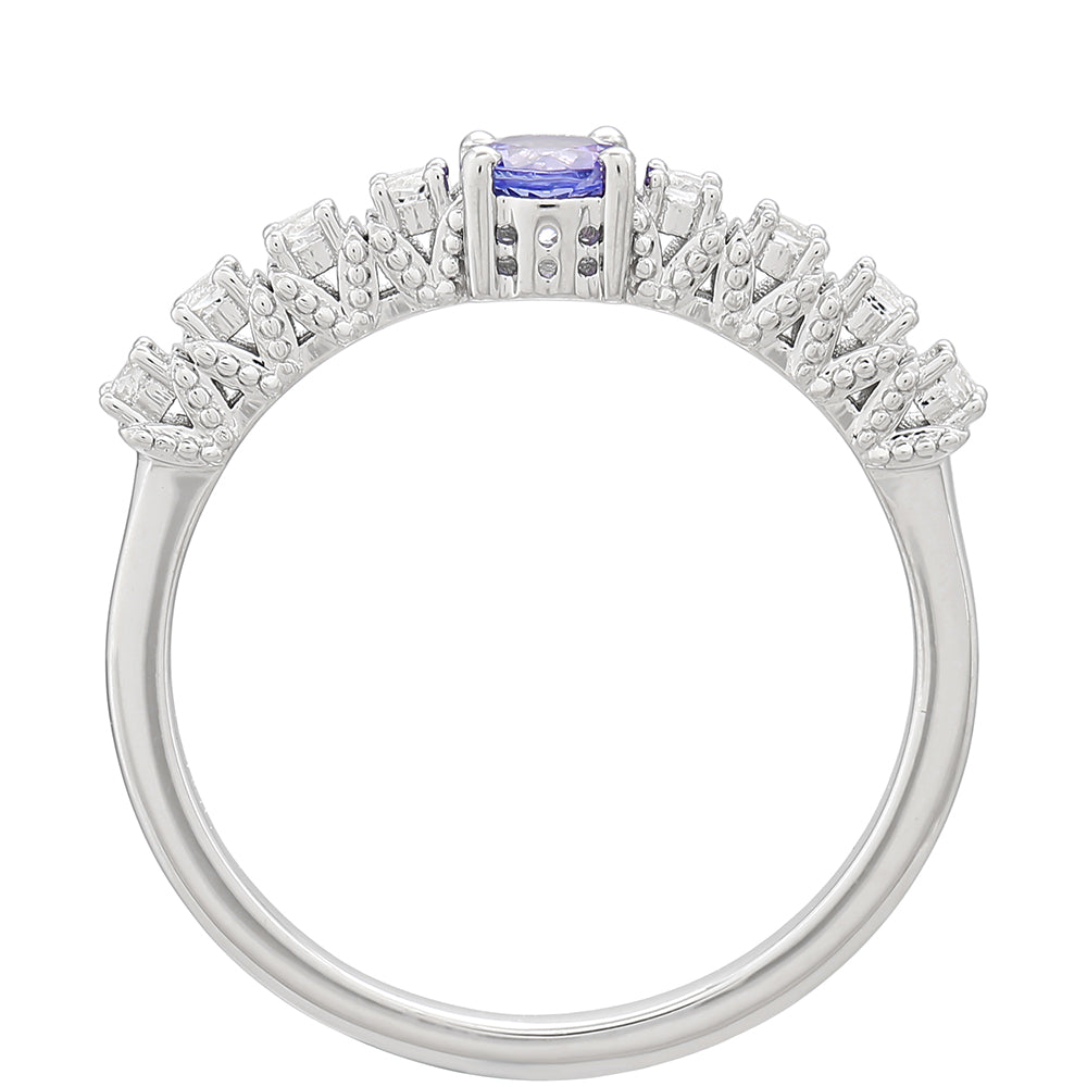 Strieborný Prsteň s AAA Tanzanitom a Bielym Topásom