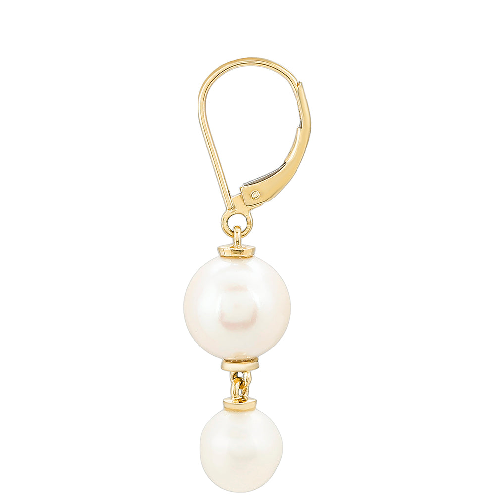 Zlaté Náušnice s Bielou Sladkovodnou Perlou