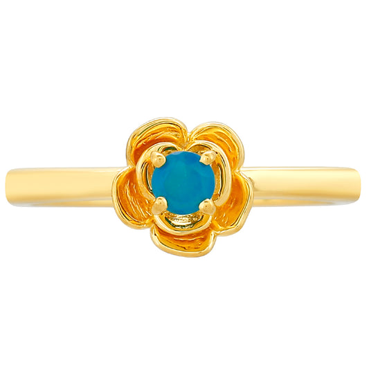 Pozlátený Strieborný Prsteň s Etiópskym Paraiba Modrým Opálom