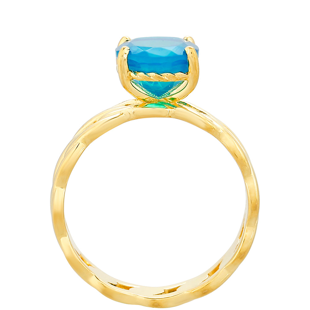 Pozlátený Strieborný Prsteň s Etiópskym Paraiba Modrým Opálom