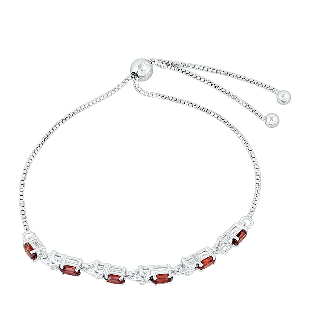Strieborný Náramok s Granátom a Bielym Topásom