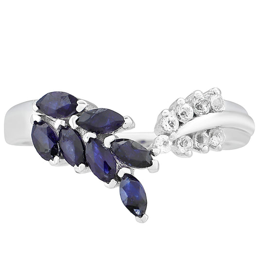 Strieborný Prsteň s Thajským Zafírom a Bielym Topásom