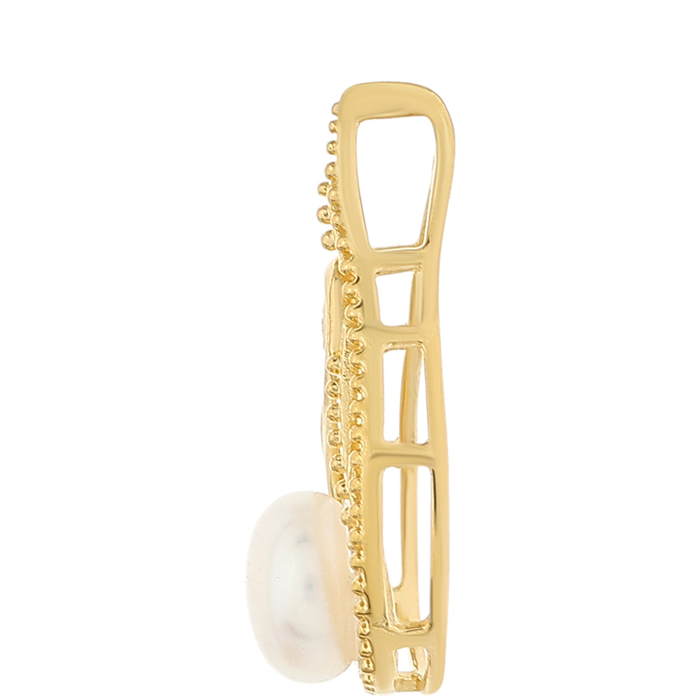 Pozlátený Strieborný Prívesok s Barokovou Sladkovodnou Kultivovanou Perlou a Bielym Topásom