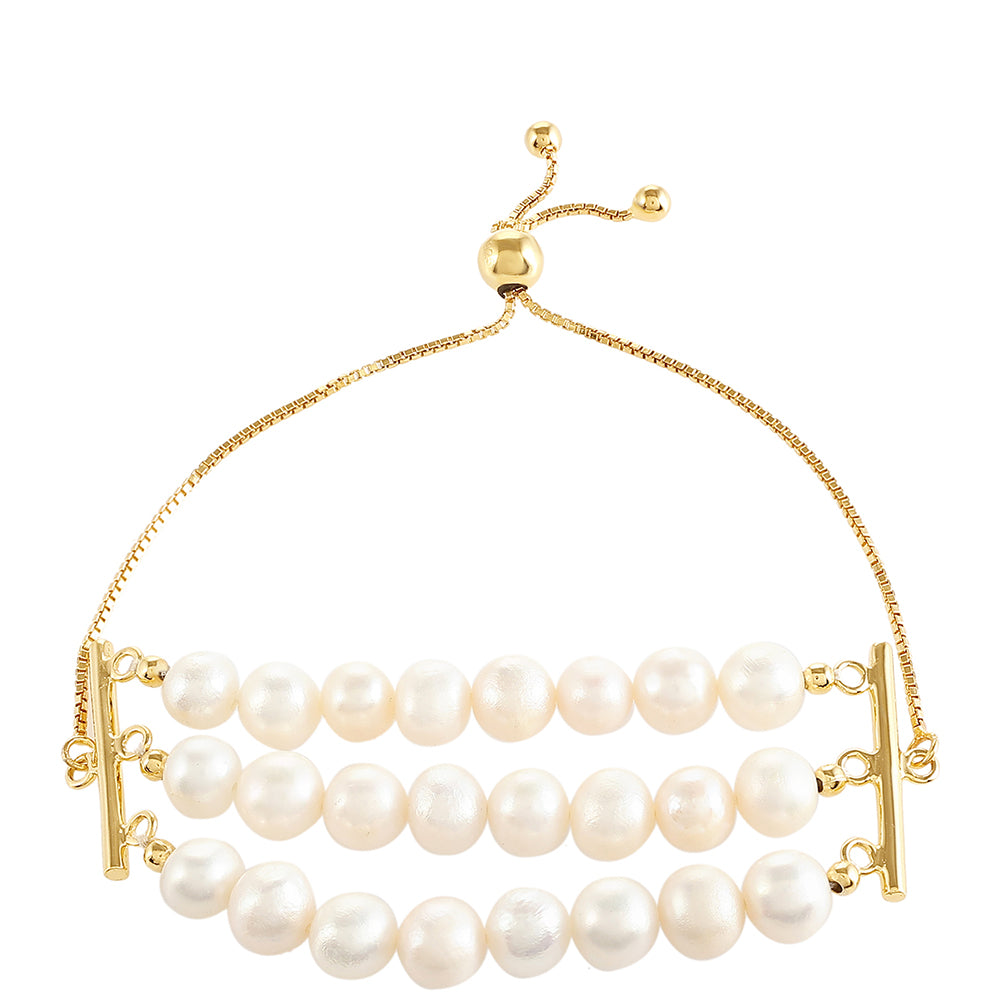 Pozlátený Strieborný Náramok s Barokovou Sladkovodnou Kultivovanou Perlou