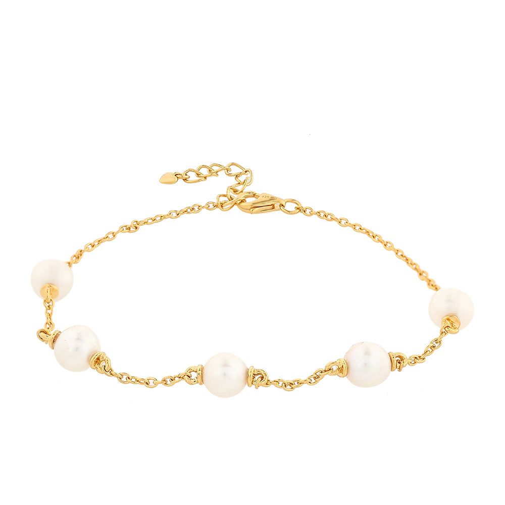 Pozlátený Strieborný Náramok s Barokovou Sladkovodnou Kultivovanou Perlou