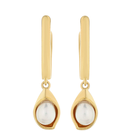 Pozlátené Strieborné Náušnice s Barokovou Sladkovodnou Kultivovanou Perlou