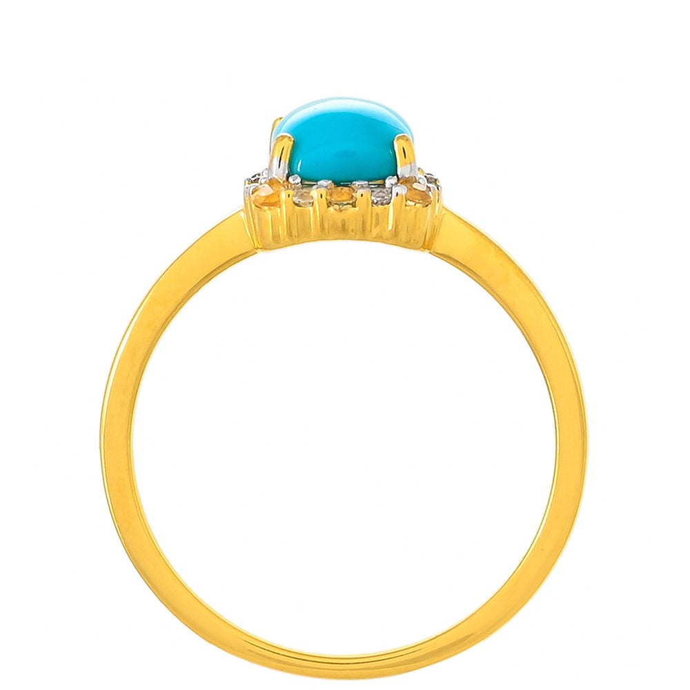Pozlátený Strieborný Prsteň s so Sleeping Beauty Tyrkysom a Citrínom